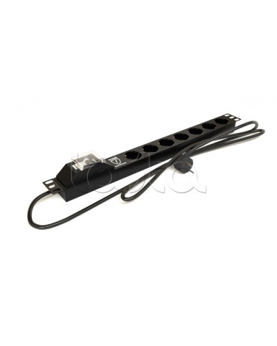 Блок розеток горизонтальный черн Hyperline (SHE19-7SH-BF-2.5EU) в Невиномысске Блоки розеток Pintop.ru